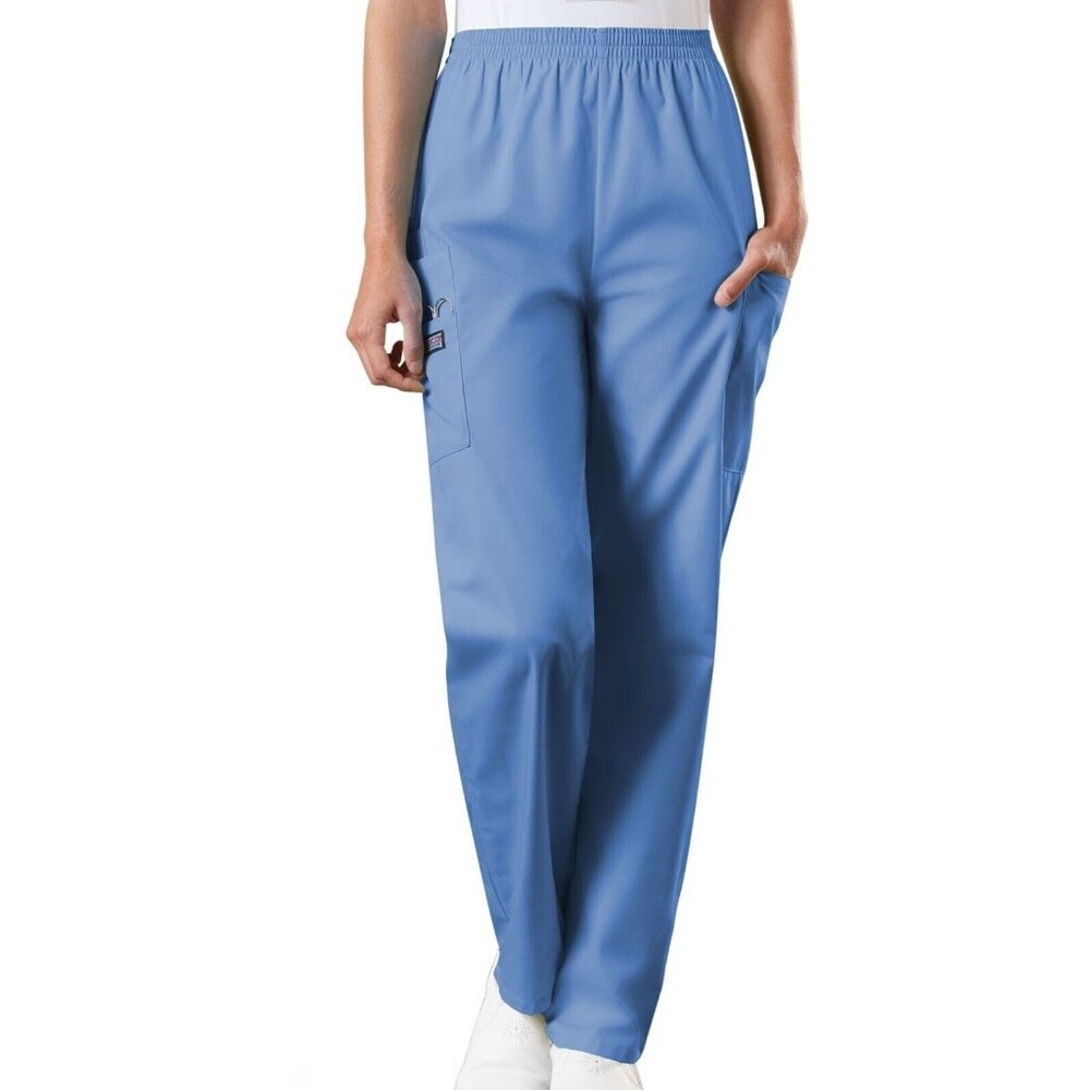 Cherokee‎ Scrubs Petite SP Workwear Traditional Classic Pull On Cargo Pant Blue